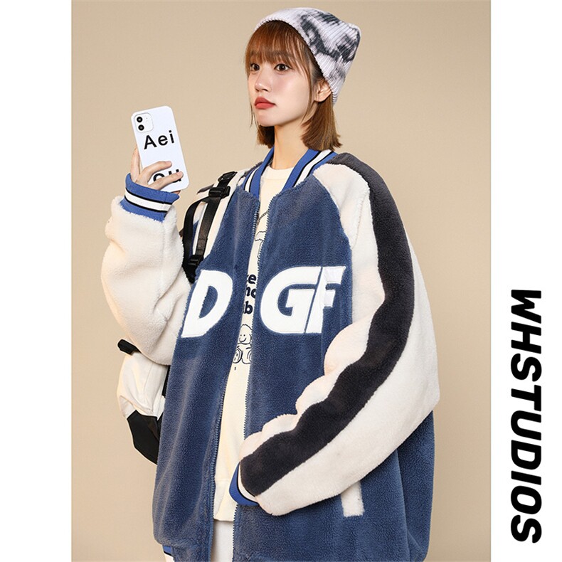 冬款中性风棉衣加绒加厚羊羔绒棒球服外套男女8108-P120控价158,男装棉衣,电商A441-1