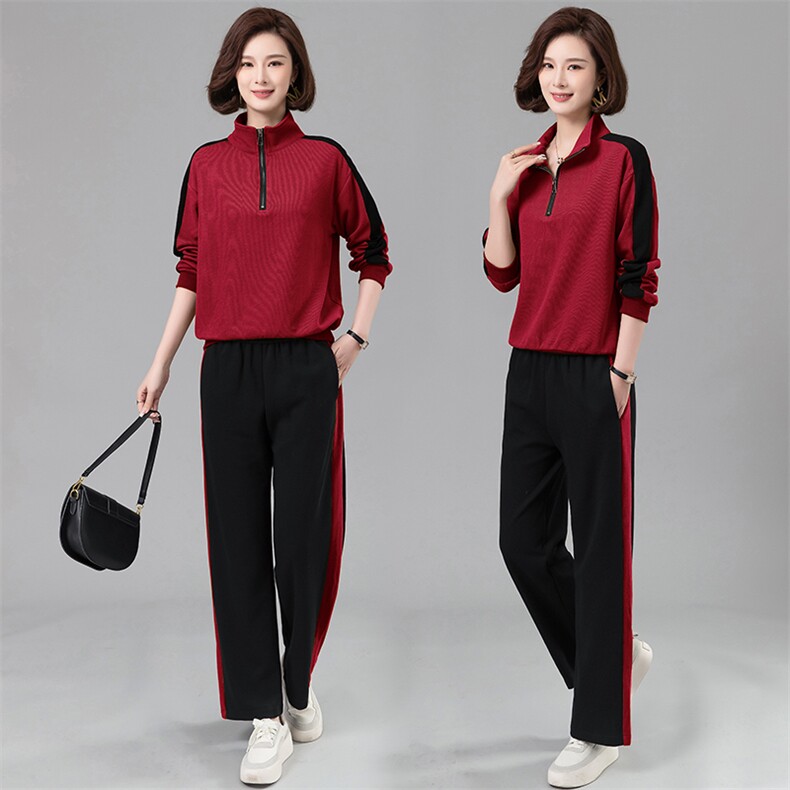 春秋休闲运动服套装女2025新款时尚撞色洋气减龄高级感卫衣两件套,女装套装/套裙,凝聚力