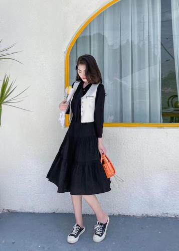 【现货】马甲连衣裙两件套，女装马夹，萱萱家