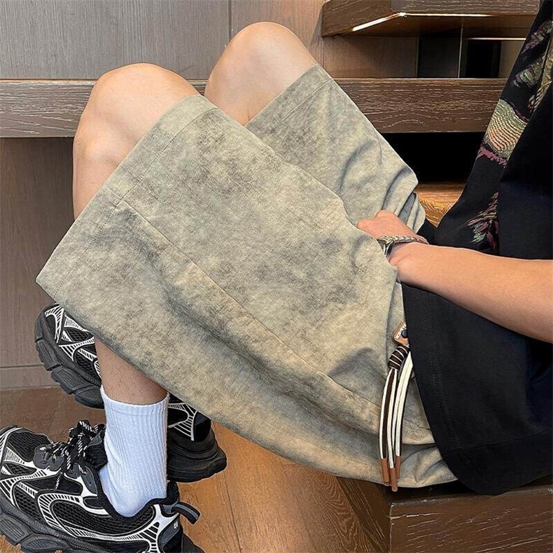 特批P23无差价夏季薄款扎染百搭脏脏裤冰丝凉感大码短裤男DK5885，男装休闲裤，电商A001-1