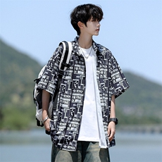 8XL-M花衬衫男短袖夏季薄款冰丝半袖宽松大码休闲外套DC28008P38，男装衬衫，电商B312