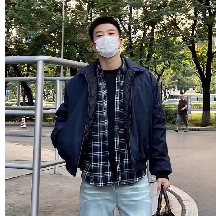 藏蓝色ma1飞行员夹克男短款廓形棉服外套春秋款bomber美式棒球服,男装夹克,星座1008