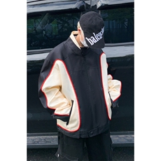 春秋美式复古外套赛车服情侣撞色机车服潮流宽松夹克JK00859-P68，男装夹克，星座308B-1