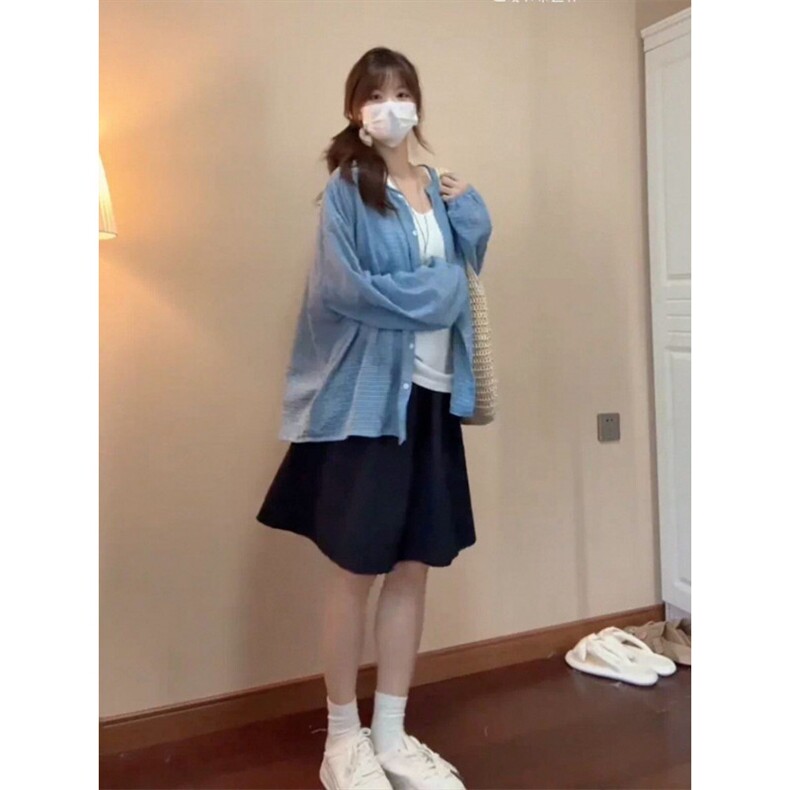 TC552-P45格子防晒衬衫上衣薄款夏季2026新款宽松高级感衬衣,女装衬衫,星座617A-2