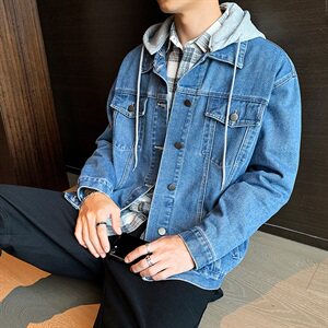 男士宽松牛仔夹克2021春秋季新款潮流时尚连帽外套DS959T图片