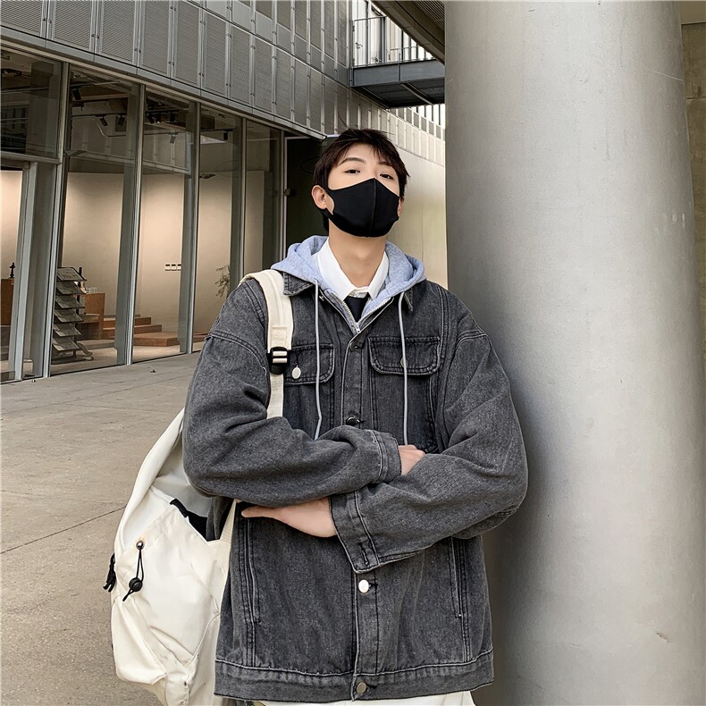 DLP1181-P72假两件外套男2025秋冬新款潮牌宽松百搭连帽风衣港风,男装夹克,星座603-2