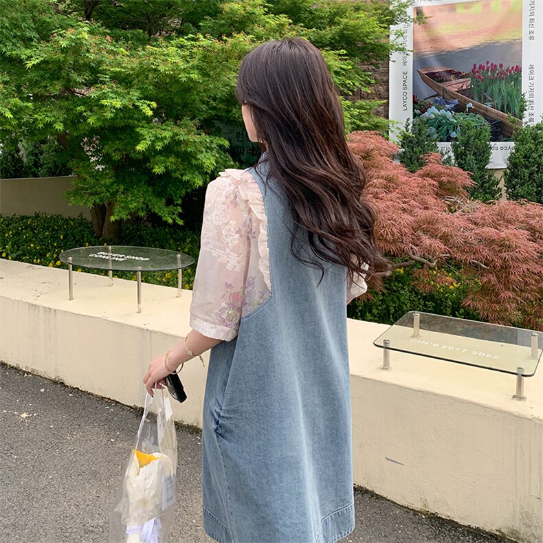 夏季牛仔拼接连衣裙中长款女,女装连衣裙,浙宝069