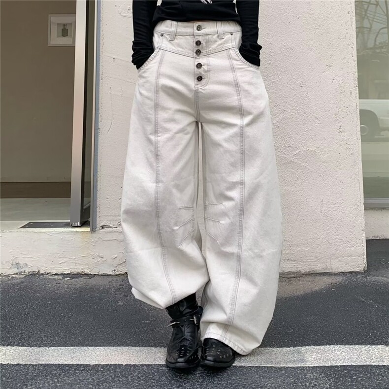 潮流设计感美式痞帅牛仔裤男士新款潮牌宽松拼接直筒长裤NZ9041,男装牛仔裤,星座516A