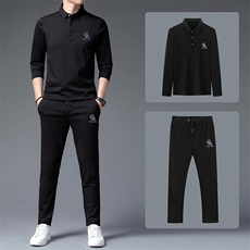 中年运动套装男春秋季2023新款套头卫衣两件套翻领中老年休闲服装，男装休闲套装，电商B212（原钱塘6029）