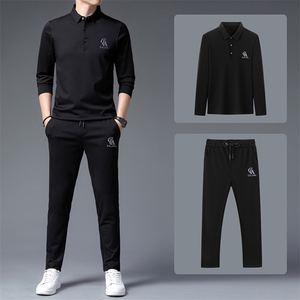 中年运动套装男春秋季2023新款套头卫衣两件套翻领中老年休闲服装图片