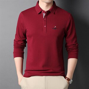 秋冬长袖男商务休闲上衣纯棉中年男士体恤翻领POLO衫潮HPN773-P75,男装T恤,电商B212（原钱塘6029）