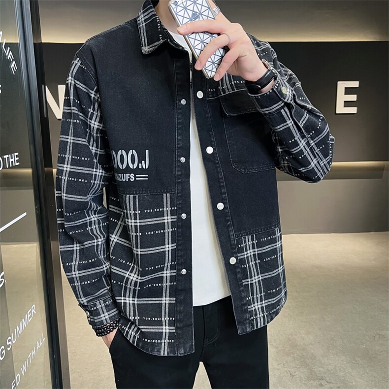 2023新款夹克外套男秋冬牛仔渐变洗水大码宽松休闲外套jk810-p98,男装夹克,电商D303
