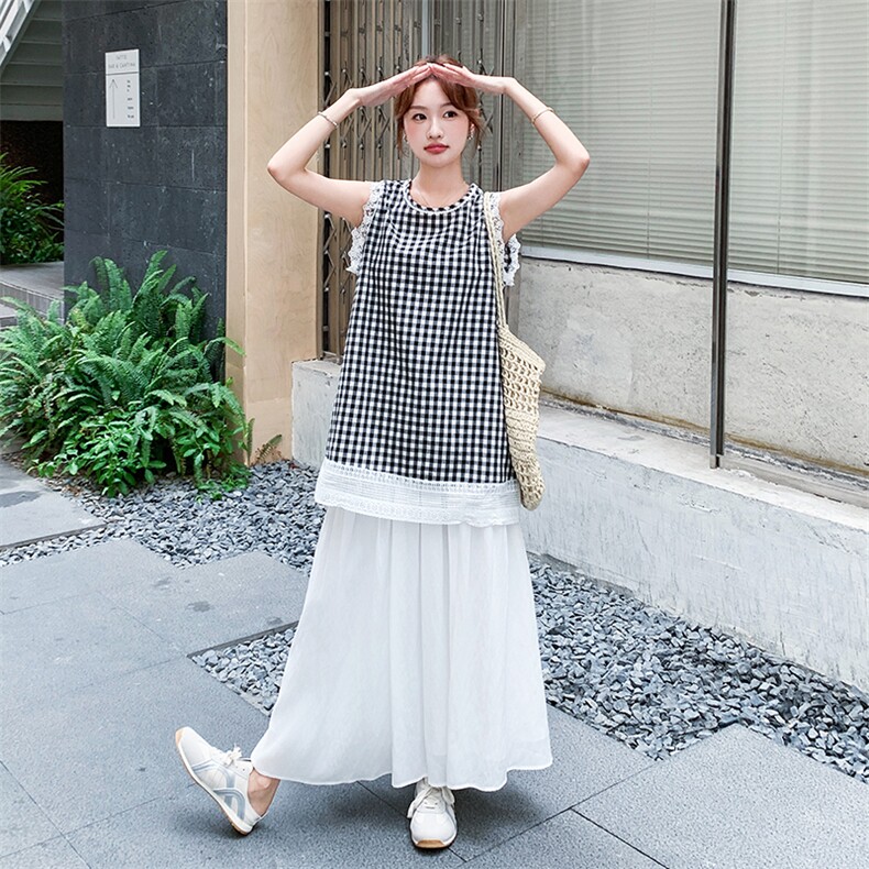 已出大货！黑白格上衣+半身裙两件套D034-6801-P145-K218,女装套装/套裙,2D034