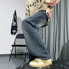 美式复古vibe高街裤子男小众设计感ins潮牌hiphop牛仔裤N1778-p40，男装牛仔裤，星座1008-2
