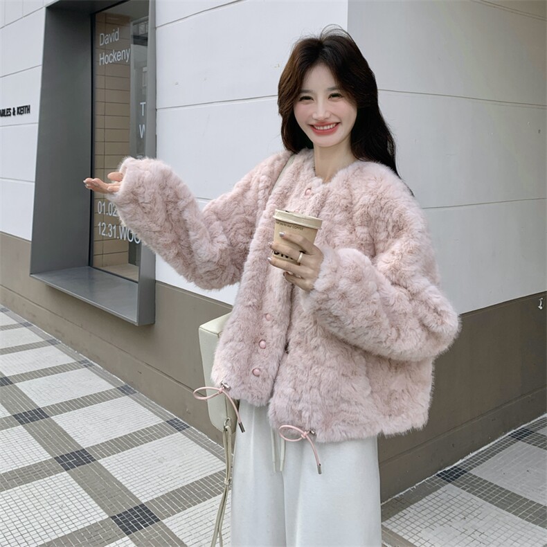 现货莫斯粉羊羔毛外套2C117-1827P175K268,女装短外套,2C117