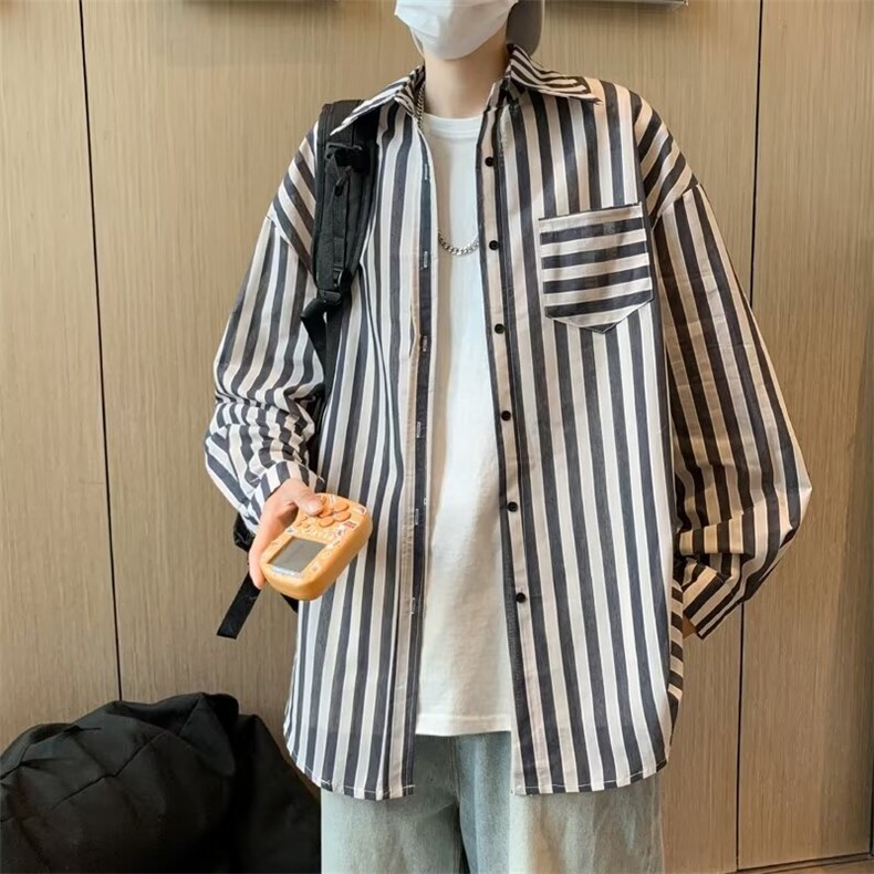 春夏条纹高质量口袋衬衫开衫A1146p42,男装衬衫,星座1013