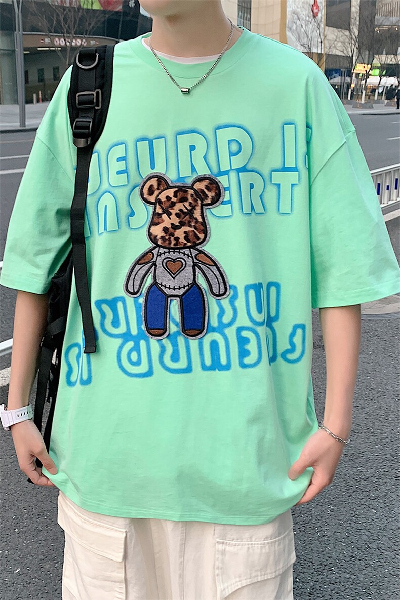 得物抖音40支双纱高品质运动半袖纯棉印花短袖T恤男女T7226-P40,男装T恤,电商A441-1