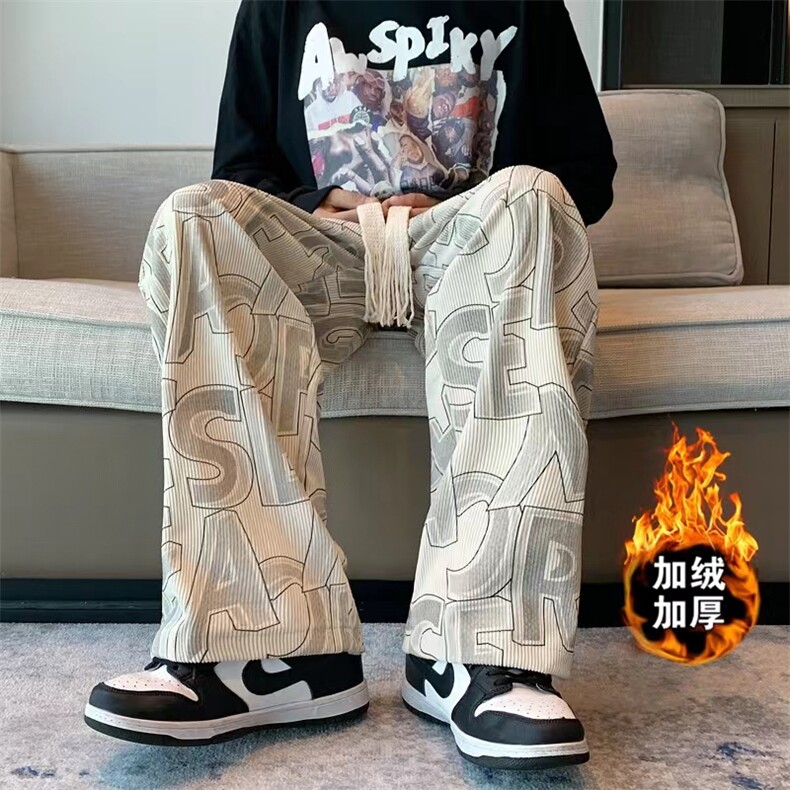 高街ins休闲裤男新款直筒裤宽松痞帅青年阔腿裤GA488-P35 加绒45图片