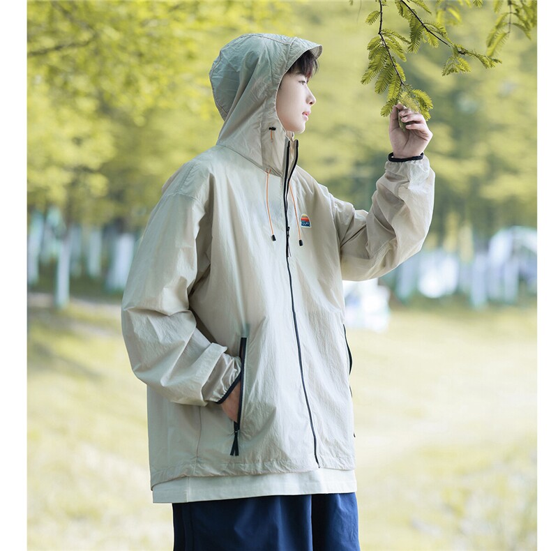 港风撞色彩虹硅胶点缀防晒衣男情侣潮牌防晒服男FS77001P65控88，男装夹克，星座227-7