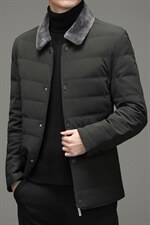 21冬季新款90羽绒服男翻领宽松休闲简约百搭毛领外套DD21703-P250
