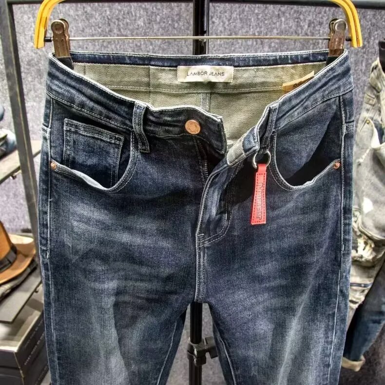 1506-1/KS2161/P54破洞补丁弹力修身小脚九分裤刺绣牛仔裤男裤潮,男装牛仔裤,星座1506-1