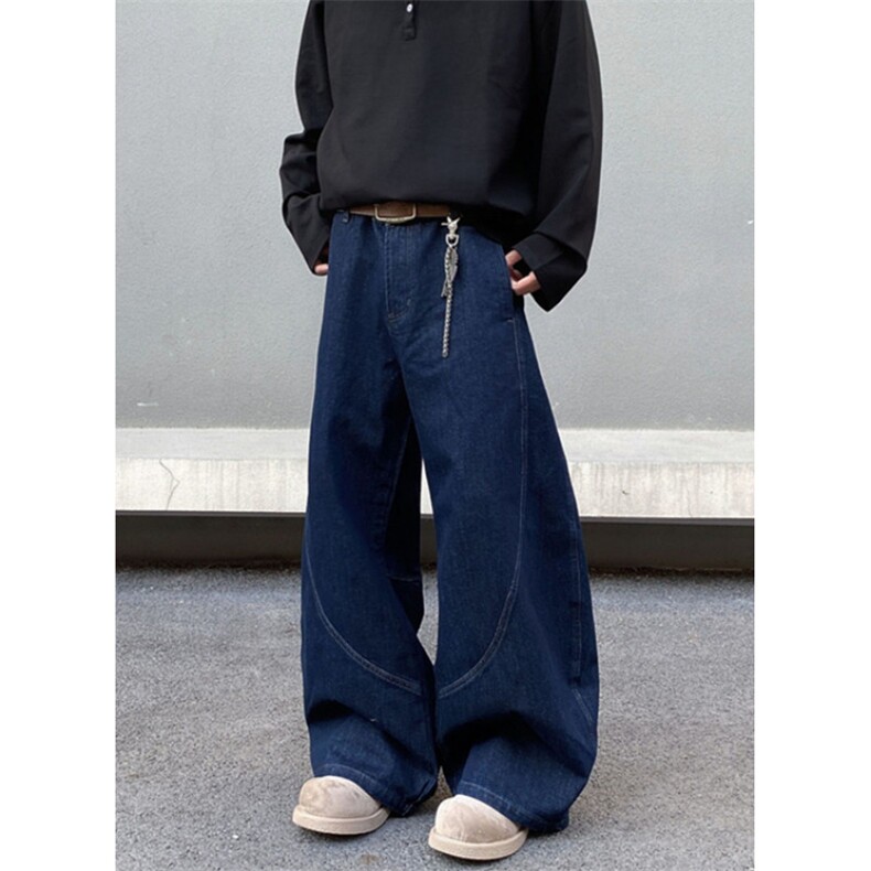 潮流原宿日系简约新款慵懒ins气质时尚丹宁弯刀阔腿牛仔裤NB43，男装牛仔裤，星座1116A（原606A-3）