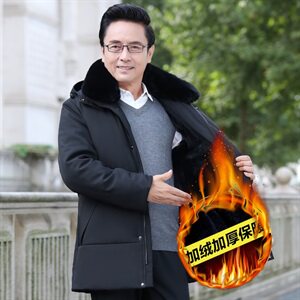 8827/P140 爸爸棉服可脱毛领可脱帽子棉袄中老年外套棉衣男士图片