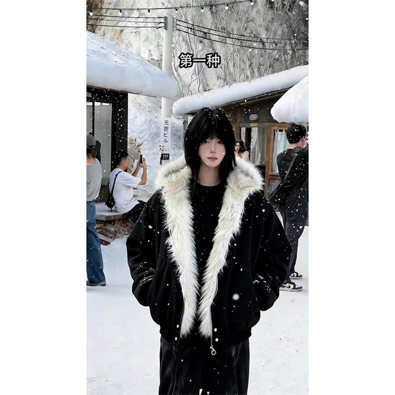 现货高品质美式高街冬季重磅硬挺短款座山雕毛领棉衣男女加厚外套，男装棉衣，电商A486