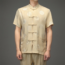 唐装短袖套装夏季中老年爷爷汉服爸爸风男装老年人衣服，男装民族服装，电商B212（原钱塘6029）
