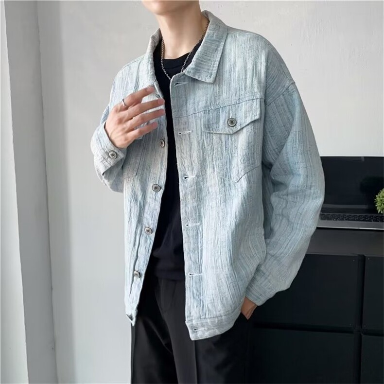 肌理感牛仔夹克男秋季2023新款港风ins潮流外套N1201P70,男装夹克,星座1116-2