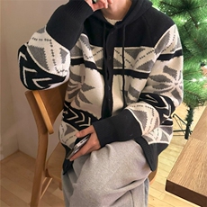 816B-MY030-P80韩版男毛衣外套宽松圣诞慵懒风开衫，男装针织衫/毛衣，星座816B