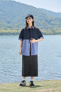 撞色夏季薄款短袖衬衫半袖衬衣新款宽松上衣女 A406 C6059 特P40图片