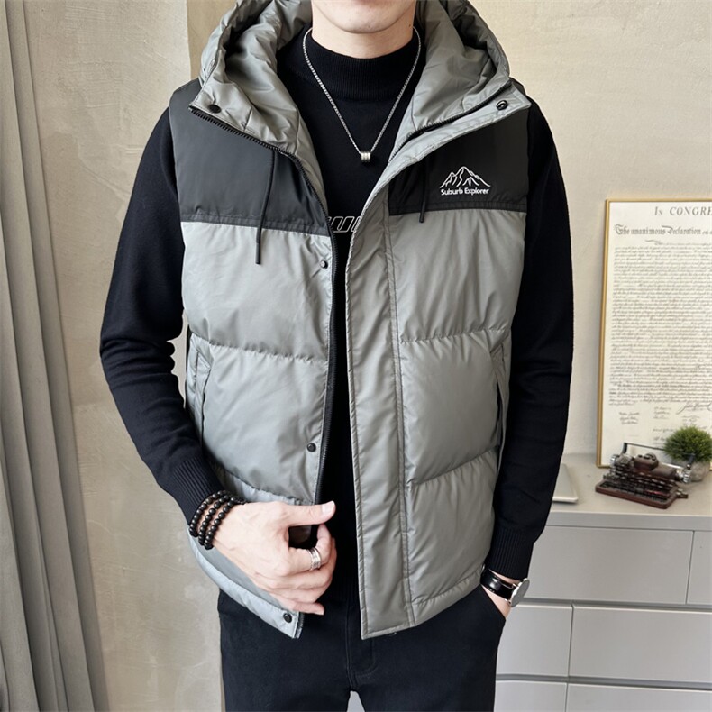 短款连帽羽绒马夹男休闲日系面包服保暖外套马甲背心M06-P125,男装背心/马甲,电商A239