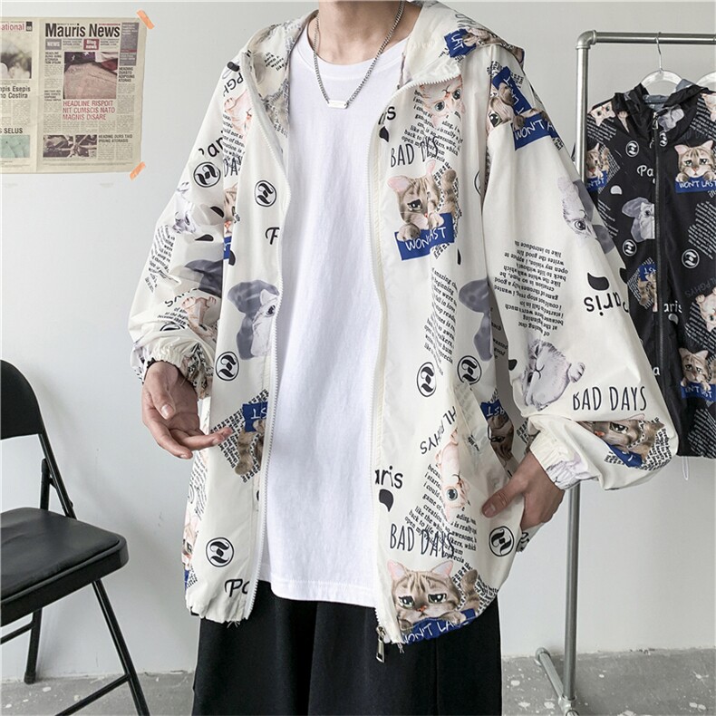 F3066/P45防晒衣男女外套韩版大码薄款夹克衫印花防晒服男,男装夹克,电商A141
