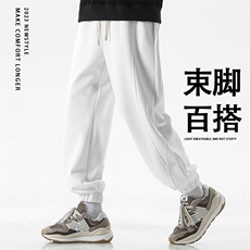 美式休闲卫裤男螺纹束脚运动裤秋季上新纯色垂感长裤-X1630特批42，男装休闲裤，星座718