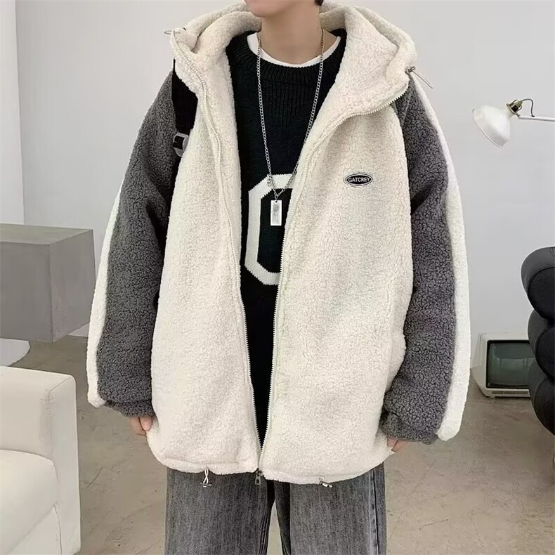 羊毛羔外套男生秋冬季潮牌韩版宽松羊羔毛棉服潮流百搭W25/P48,男装棉衣,星座506