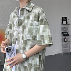 夏季薄款冰丝夏威夷花衬衫休闲套装男9036-P68，男装衬衫，电商B380（原B361）