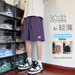 特批P24无差价夏季撞色拉链口袋潮流冰丝凉感大码五分裤男DK5886图片