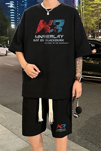 套装！ 华夫格套装短袖T恤短裤男 TZ227-特P 38图片