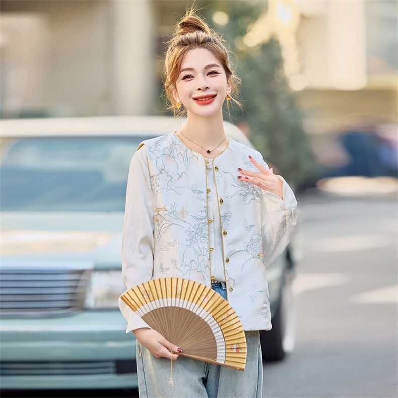 大码女装新中式绣花马甲衬衫上衣显瘦牛仔裤春新款穿搭,女装马甲,微微衣阁