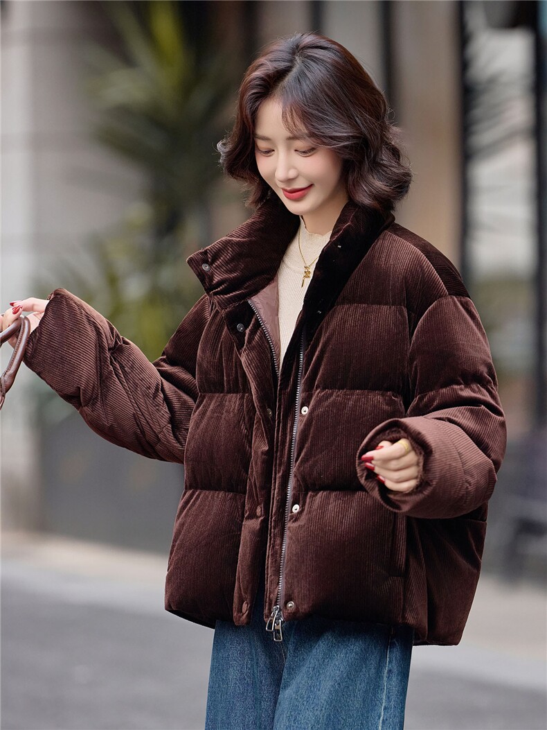 立领短款面包服羽绒服女2025冬季新款小个子加厚保暖巨好看外套,女装羽绒服,靓衣阁