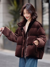 立领短款面包服羽绒服女2025冬季新款小个子加厚保暖巨好看外套，女装羽绒服，靓衣阁