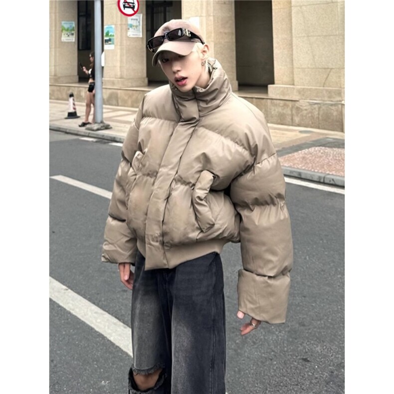 美式高街pu皮短款棉服男冬季潮牌穿搭面包服棉衣外套JK6106,男装皮衣,星座516A