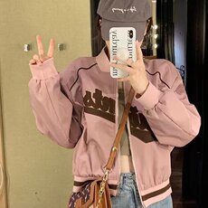 美式休闲棒球服外套女小个子春秋款辣妹风飞行员夹克短款上衣秋，男装夹克，星座1210-1