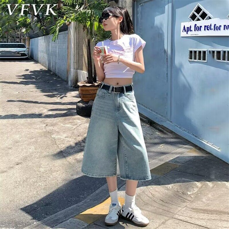 网图七分牛仔裤夏季高街廓形水洗做旧设计感短裤男,男装牛仔裤,星座410-7