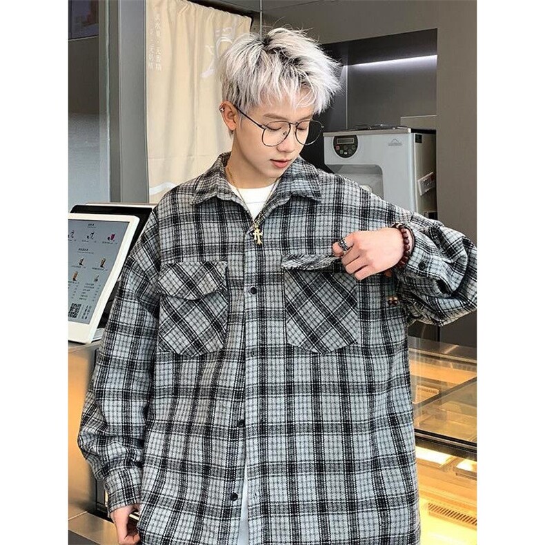 网络图现货-格子复古口袋衬衫RCS160-P60,男装衬衫,星座1005-4