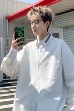 港风大码美式vibe潮牌痞帅翻领长袖衬衫insXZ213-CS8808-P60控78，男装衬衫，星座213