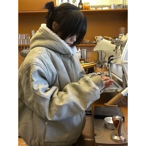 【有货】DW266-P138重磅加绒连帽仿水貂毛棉服老钱座山雕牛仔棉衣图片