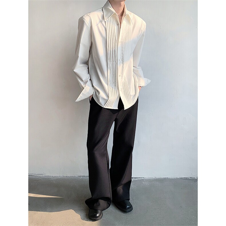 现货！25春夏男士复古宫廷风褶皱衬衫CS85-P88,男装衬衫,电商B288