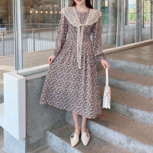 【现货】早春新款韩版碎花雪纺连衣裙，女装连衣裙，E莎